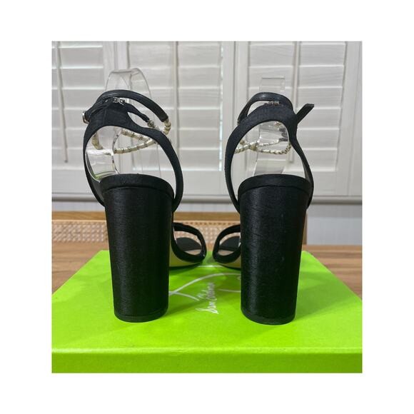 Sam Edelman Yanelli Embellished Ankle Strap Sandals Black Silk Size 8.5 NIB - Picture 8 of 12